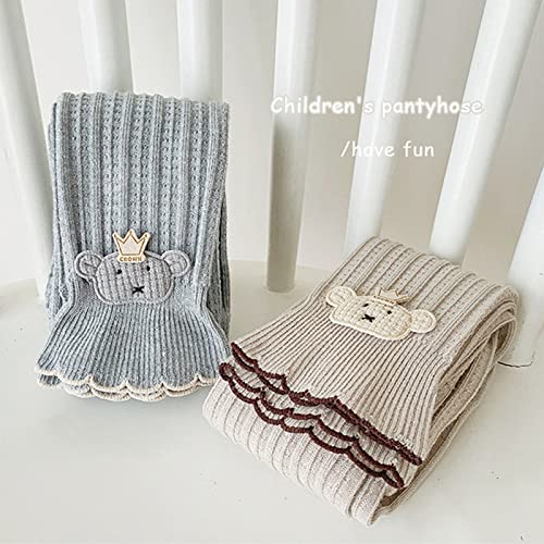 Girls Cute Little Bears Print Leggings Kids Girl Thick Fleece Lined Pants Winter Warm Full Length Tights Pants2