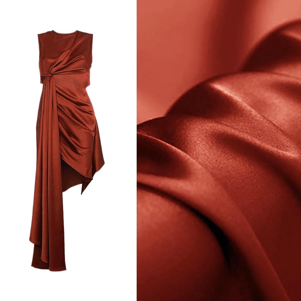 CISULI 100% Pure Silk Satin Fabric,16 Momme,Width 114cm,Luster Material Cloth,Solid Color (18, Price for 1 Meter)