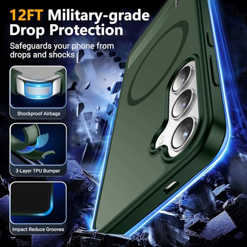 Image of SPIDERCASE Magnetic for Samsung Galaxy S24 Plus Case, [3 Stand Ways][ Military Grade Drop Protection] with Invisible Stand Shockproof Slim Case for Samsung Galaxy S24 Plus, Green