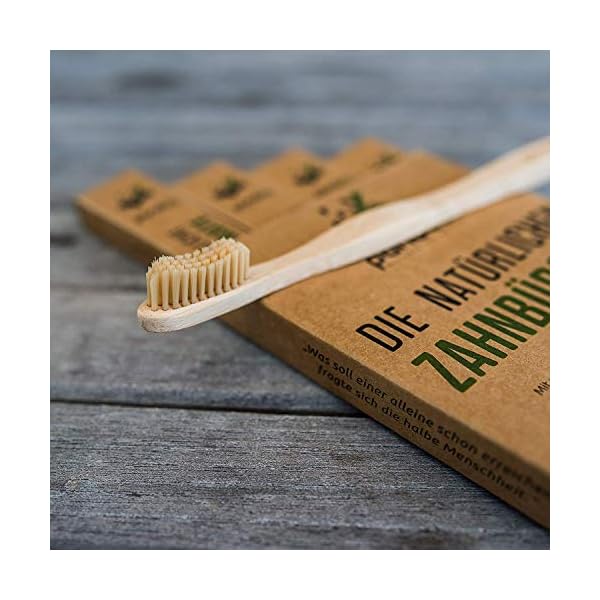 pandoo 4er-Sparset umweltfreundliche Hand-Zahnbürste | Für Erwachsene und Kinder (Mittel bis Weich) | Vegan, Bio, Holzfrei, BPA Frei | Bamboo Toothbrush – Bild 5