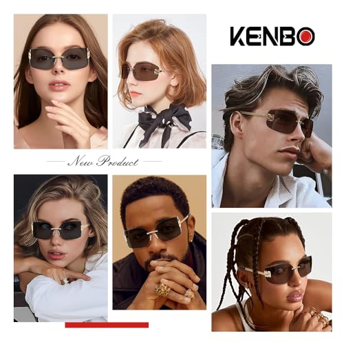 KENBO Futuristic Rimless Y2K Sunglasses for Women Men Fashion Wrap Around Frame Trendy Shield Frameless Design2