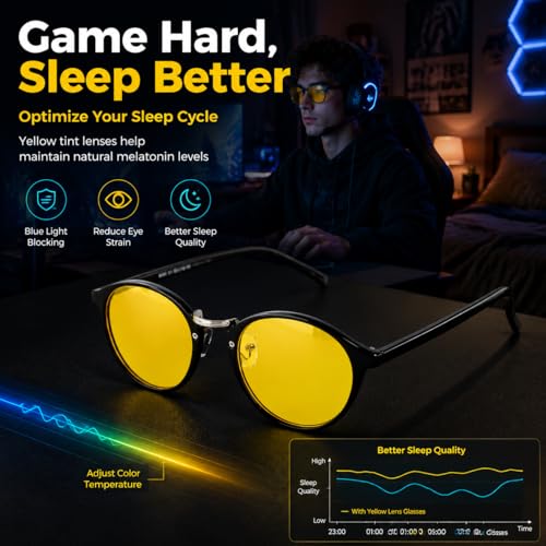 Image of Cyxus Yellow Gaming Blue Light Glasses for Men Women Reduce Eye Strain 8065Y01