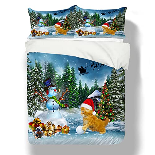 Katze Tier Weihnachten Bettwäsche Schneeflocke Muster...