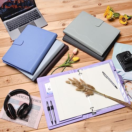 Wonderpool A4 PU Leather 4 Ring Holder Writing Portfolio Multi Document Case with Removable Binder Clipboard and Functional Pocket for Organizer Office Travel School (Green) - Image 4