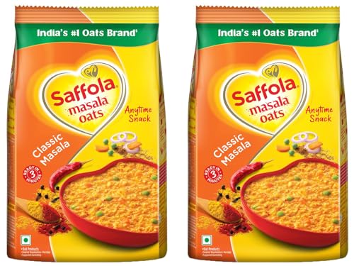 Image of Saffola Masala Oats | Tasty Evening Snack| Healthy Snack| Classic Masala| 500g (Pack of 2)