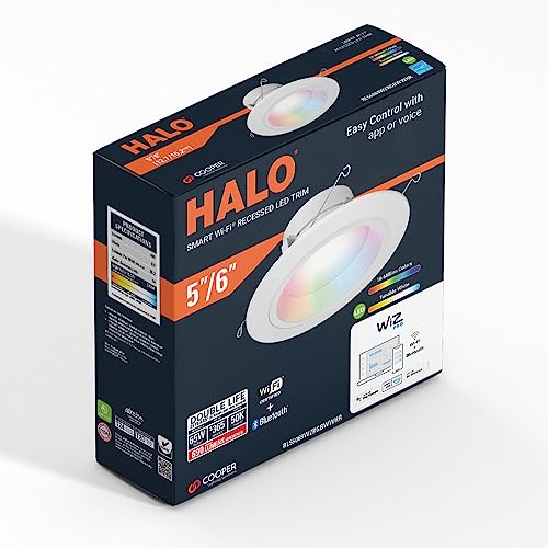 Halo RL56069WZRGBWWHR 5/6 Inch Color And Tunable White Recessed Led Can Light –Smart Wi-Fi Wiz Pro Ceiling & Shower Retrofit Downlight 65W Equivalent thumb #1
