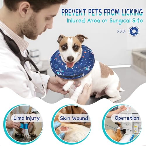 Image of Supet Inflatable Dog Cone Collar Alternative After Surgery, Soft Donut Recovery E Collar for Neuter, Small Medium Large Dogs