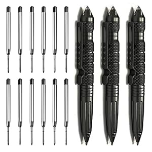 Origin-Joy 3 Pack Tungsten Steel Military Tactical Pen Set, Multifunctional EDC Self Defense Pen With 12 Ballpoint Refills