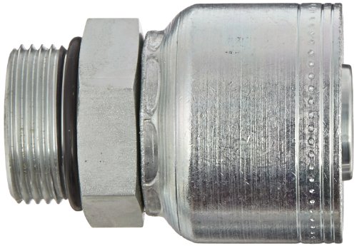 Image of Aeroquip 1AA16MB16 Carbon Steel Global TTC (Thru the Cover) Crimp Hose Fitting Male Boss O-Ring, Straight, 1 inch Hose ID, 1-5 /16 inch - 12 Thread