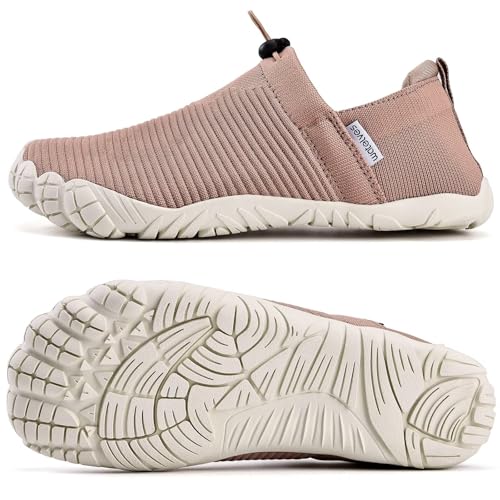 Image of WateLves Water Shoes Womens Mens - Comfortable Lightweight Striped Pattern Barefoot Shoes for Beach Swim Pool Yoga Boating Water Aerobics