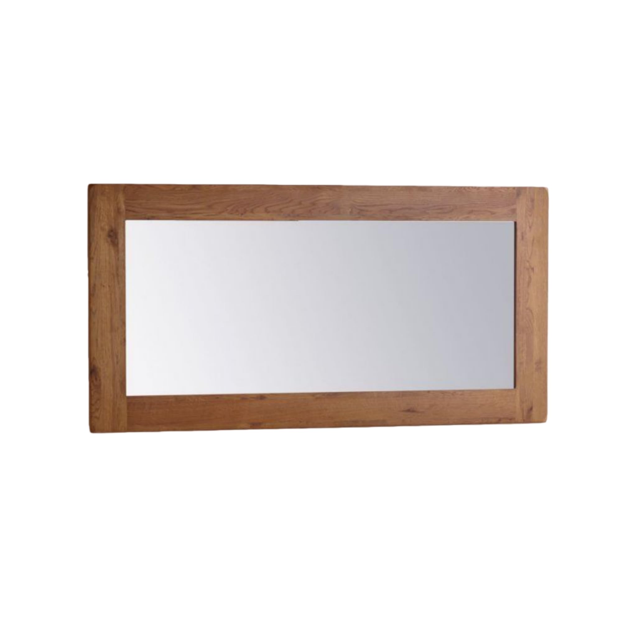 Solid Oak Framed Wall Mirror, Rustic Wood Bathroom Mirror, Horizontal Mount Rectangular Vanity Mirror, Natural Oak Wall Decor Mirror for Bedroom, Living Room, Entryway, Farmhouse 112*60*2CM