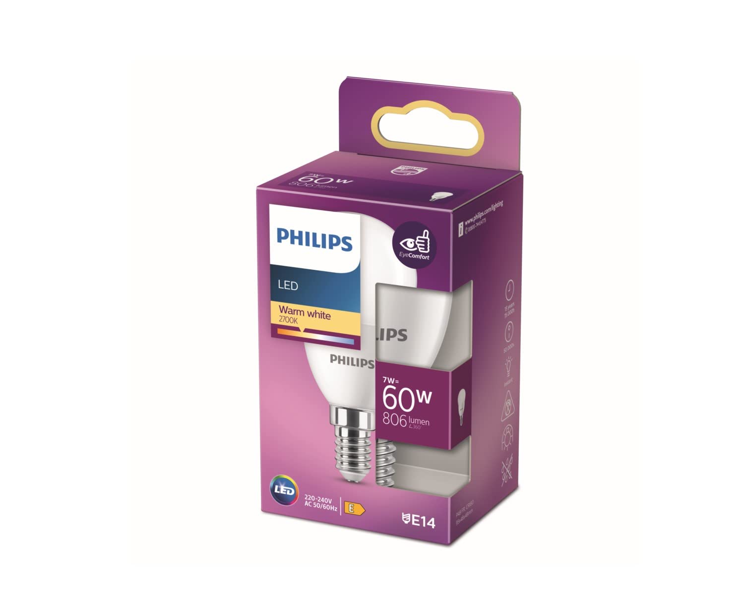 Philips Yellow Led 60W P48 E14 Light Dimmable Bulb