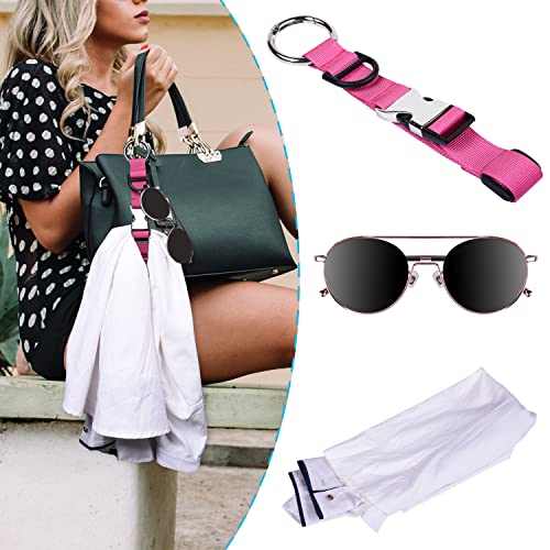 Image of Wisdompro Jacket Gripper Strap, Add a Bag Luggage Straps Baggage Suitcase Belts Travel Accessories with Hook and D-Ring - Make Your Hands Free, Easy to Carry Your Extra Bags - Hot Pink