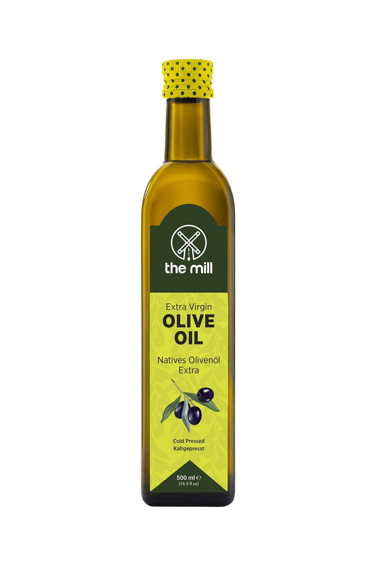 The Mill Extra Virgin Olive Oil 500 ml - Cold Pressed - 100% Natural - Superior 3 Star Taste Award 2021/2022/2023 of International Taste Institute - Ideal for Salads & Meals - Max. Acidity 0.8%