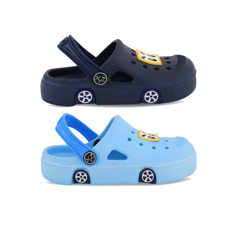 Image of SMARTOTS Pack of 2 Car Design Kids Clogs for Daily Use, Kids Eva Sandals for Boys and Girls with Adjustable Sling Back Strap