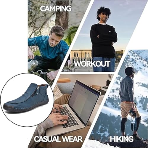 Zenfaze Orthopedic Shoes for Men,Zenfaze Men's Leather Handmade Platform Shoes High Top Chukka Boots Fashion Round Toe Side Zipper Chelsea Slip On Loafers for Driving Hiking3