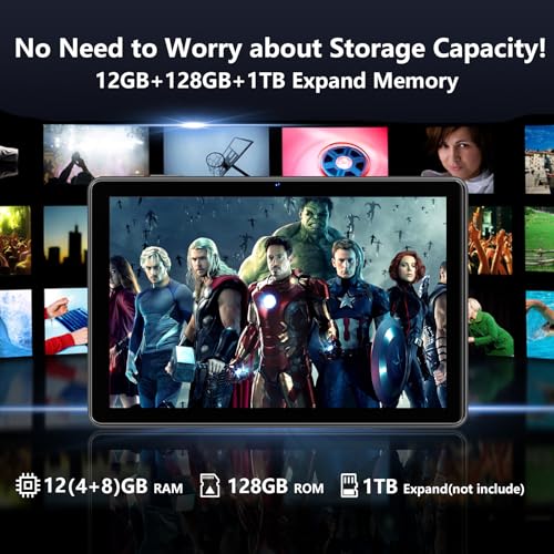 2024 Tablet 10 Inch Android 14 Tablets, 12GB RAM+128GB ROM(Expand to 1TB), Octa Core 1280 * 800 IPS HD Display Android Tablet, Unisoc A523 CPU, 5G/2.4G WiFi, Dual 5MP+8MP Camera,(Gray) - Image 4