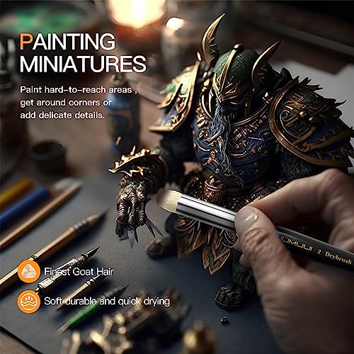 Image of Miniature Model Paint Brushes Drybrush Set 18pcs for Effect, Fine Tip Model Painting - Professional Dry Brush Detail Paint Brushes for Miniature Acrylic, Watercolor, Oil Painting