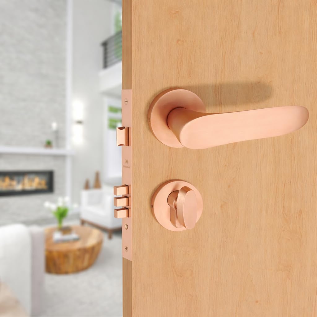 Harrison 1031 Legacy Collection Mortise Door Lock | High-Security Cylindrical Door Lock for Main Door & Bedroom | Heavy-Duty Lockset | Door Locks Handlesets,3 Brass Keys | (Rose Gold PVD)-picture-33