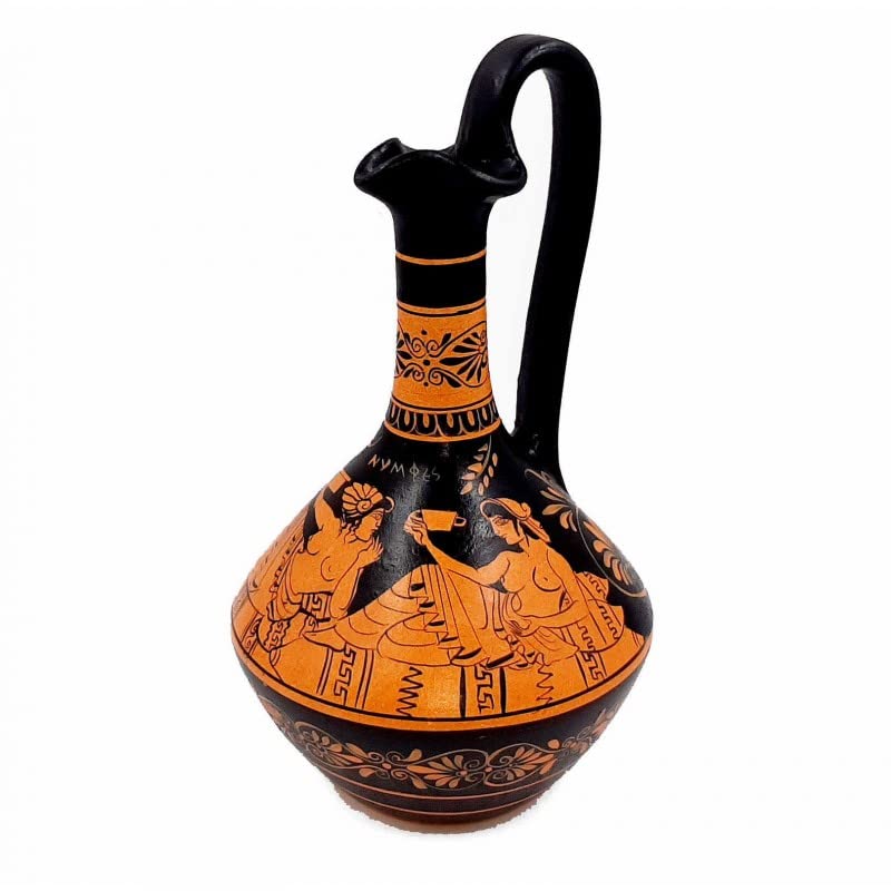 Greek Oinochoe Red figure Pottery Vase 25cm, Nymphs