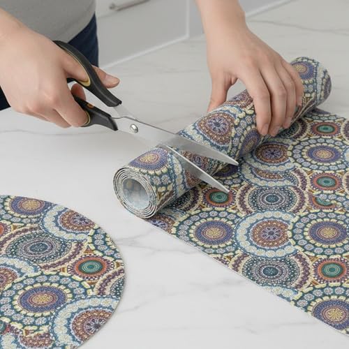 MUSHIES Premium Pattern Washable Placemat Roll (Multicolor, 5 Metre x 17 Inch) | Multipurpose Kitchen Mat, Dining Table Mat, Fridge Mat, Wardrobe & Drawer Shelf Liner