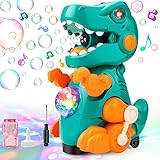 BananMelonBM Bubble Machine, Dinosaur Bubble Machine Maker with Self-Walking, Music and Lights Effects for Kids Outdoor or Indoor Play & Party, Bubble Machine for Toddlers Easy to Use Bath Bubble Toy