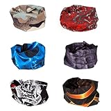 Bundle Monster 6pc Multifunctional Seamless Style Bandanna Hairband Headwear Scarf Neck Wrap Beanie Cap Lot - Set 2
