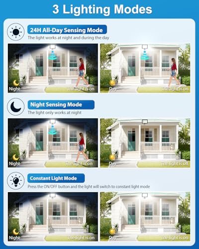 Linke 60W Security Lights Outdoor Motion Sensor, 5640 Lumen LED Floodlights with PIR Sensor, IP66 Waterproof Motion Sensor Outdoor Wall Light with Remote Control for Garden Backyard Garage Doorways - Image 4
