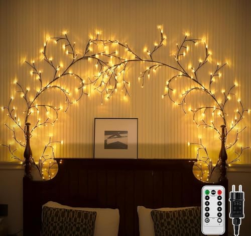 Ciskotu Lichterkette Willow Vine mit Stecker, 144 LEDs Weidenrebe Baum...