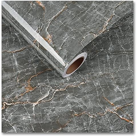 VEELIKE MarmorTapete Grau Vintage 60cm x 900cm Mamorfolie Delbstklebend Folie Küchenrückwand Klebefolie Marmoroptik Dunkel Klebefolie Arbeitsplatte Küche Abwaschbar Marmortapeten Wand Grau Badezimmer Cover