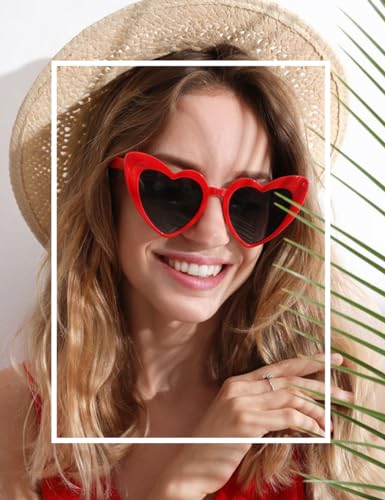 Women Fashion Heart Sunglasses 12 Pack Heart Shaped Sunglasses for Women Vintage Love Cat Eye Retro Glasses2