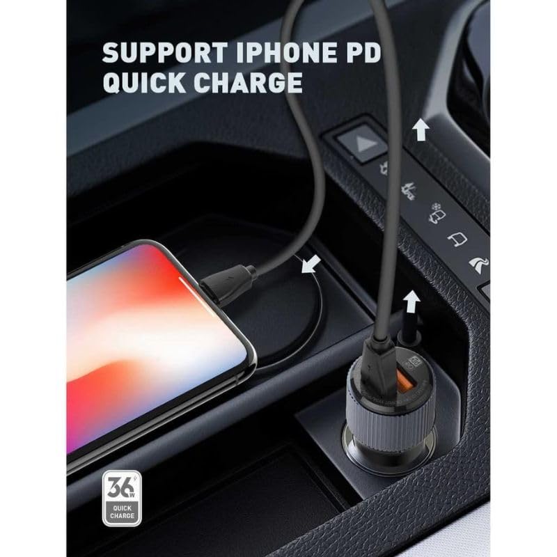 Ldnio C510Q Dual Ports USB-A & USB-C Turbo Power Engine Car Charger With 1M Lightning Cable - Black: Buy Online at Best Price in Egypt - Souq is now Amazon.eg