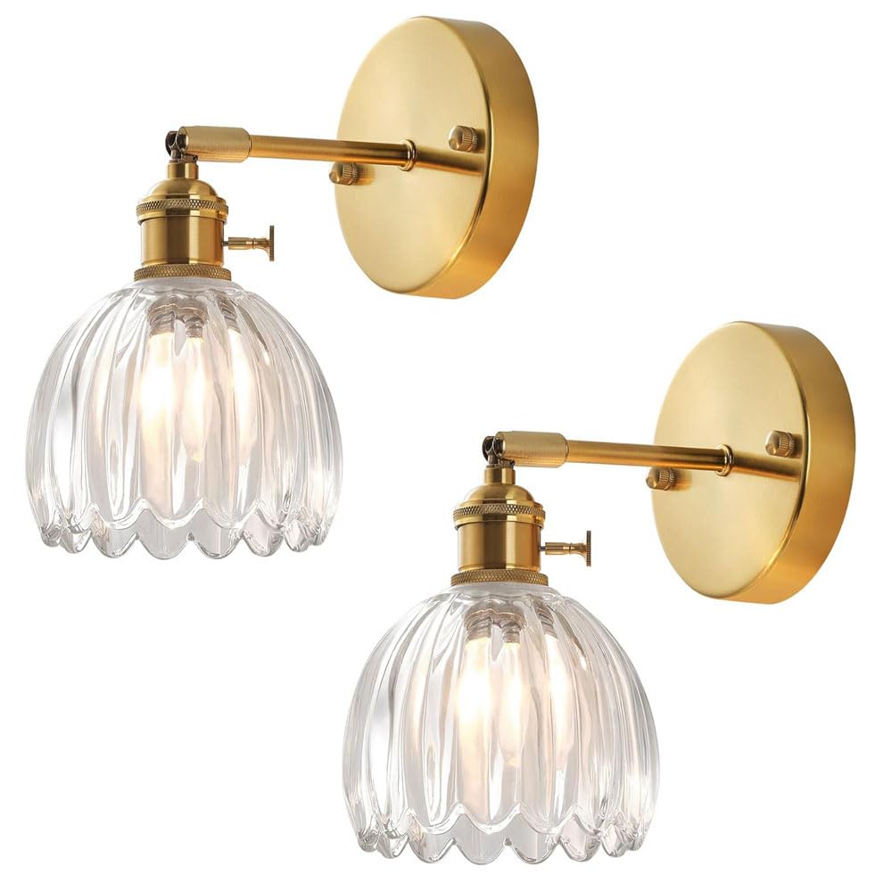 Wandleuchte Glas-Lampenschirm Wandbeleuchtung Badezimmer-Waschtischleuchte Glas-Einzelkopf-Wandleuchte Aus Metall Nordische Wanddekoration E27-Beleuchtung Wandleuchten Nachttisch-Wandleuchte
