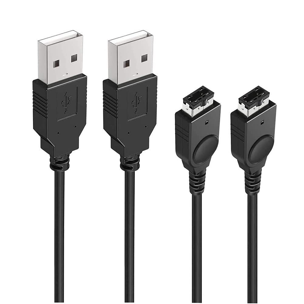 Theshiry 2 Pack 1.2 m GBA/SP/DS charging cable 2 pieces, USB power charging cable is suitable for Gameboy Advance SP GBA SP/DS (black)