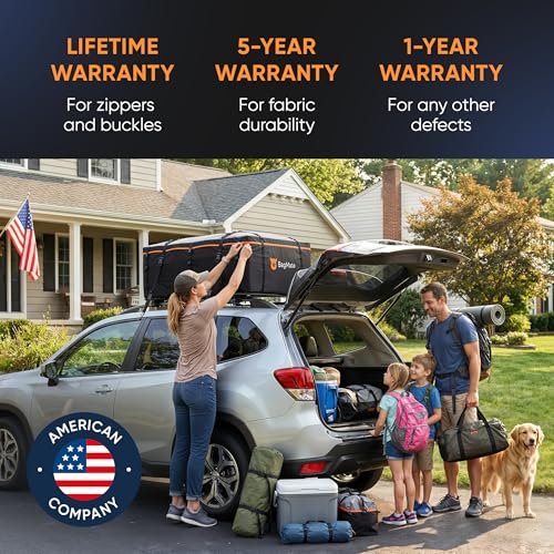Image of 19 Cubic Feet Roof Bag - Safety Tested Heavy-Duty Waterproof Rooftop Cargo Carrier for All Cars & SUVs (with or Without Rack) - Includes Protective Mat & Storage Bag - Military-Grade 840D PVC