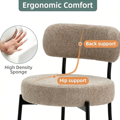 Image of Bar Stools, 30 inch Tall Bar Stools Set of 3, Boucle Upholstered Counter Height Bar Stools, Modern Bar Chairs Metal Frame with Back and Footrest for Kitchen Island, Barstools