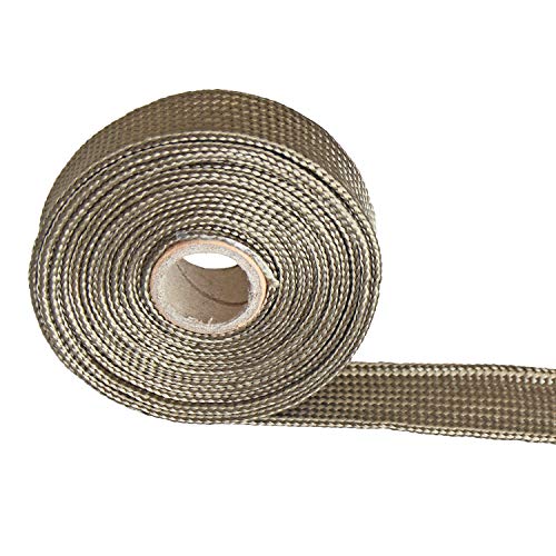 Titanium Fiberglass Heat Wrap Wire Shield Sleeve- 3/5" ID X 10' Adjustable Titanium Exhaust Heat Shield Spark Plug Wire Heat Shield Roll For Car&Auto Wire Loom Brake Line Cable line sleeve protection