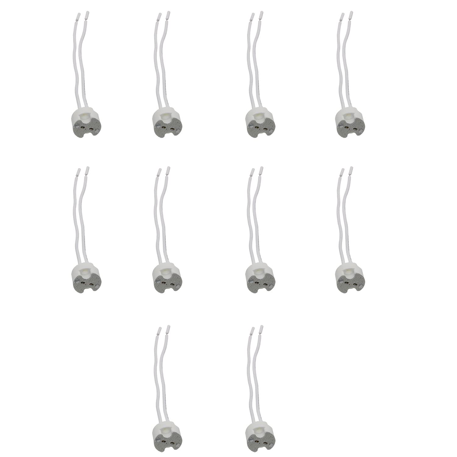 CZQC GU5.3 Socket 8PCS MR16 MR11 Halogen CFL Bulbs Holder Ceramic Base Socket With 100mm Wires