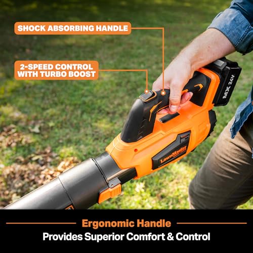 Image of Leaf Blower Cordless, LawnMaster Leaf Blower 24V Max with 4.0Ah Battery and a Charger-CLBL2417A | 4.0Ah Battery, Charger