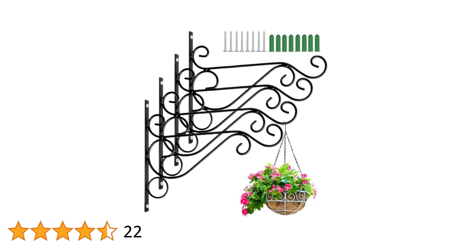 Ssltvti Hanging Basket Bracket, 4Pcs Hanging Baskets Brackets Outdoor