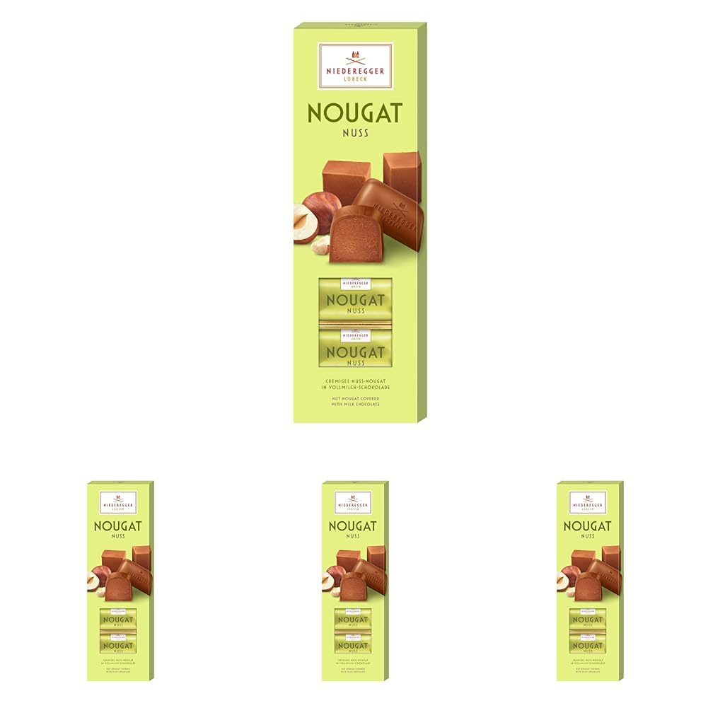 Niederegger Marzipan Nougat Riegel Nuss in Vollmilchschokolade 100g (Packung mit 4)