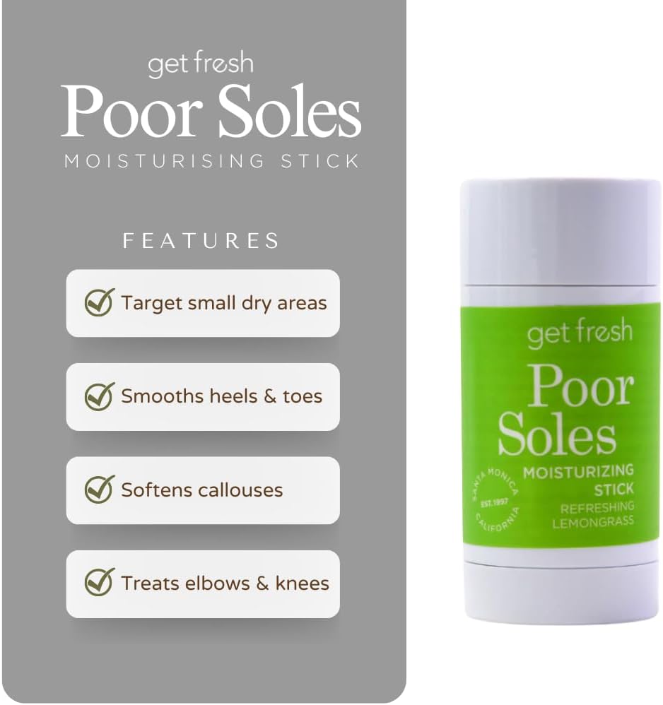 Get Fresh Poor Soles - Deeply Moisturizing Stick for Feet, Knees, and Elbows to Heal and Soften Dry Skin, with Shea Butter, Avocado Oil, and Lemongrass, 28g - Image 3