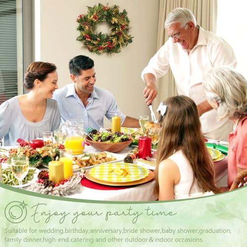 Image of 100 Pcs Yellow Gingham Paper Plates and Napkins Disposable Set for Party
