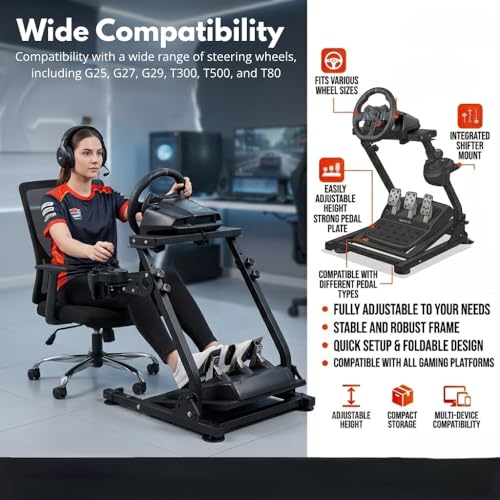 Image of yantralay Racing Simulator Steering Wheel Stand Compatible with V3, V900, V9, V99, V10, G29, G920, G923, T300, TGT, and More | Gaming Accessories