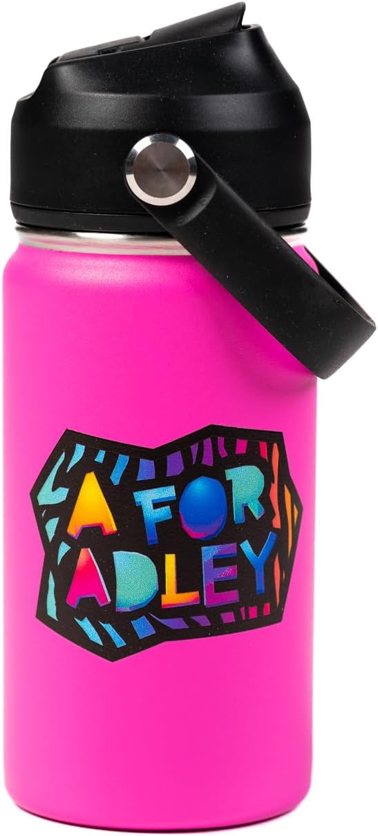 A FOR ADLEY Merch Official Product Adley's Super Cold and Colorful Neon Rainbow Water Bottles For Fun, School, Travel or Anytime You Would Want a Cold Drink (Neon Pink)