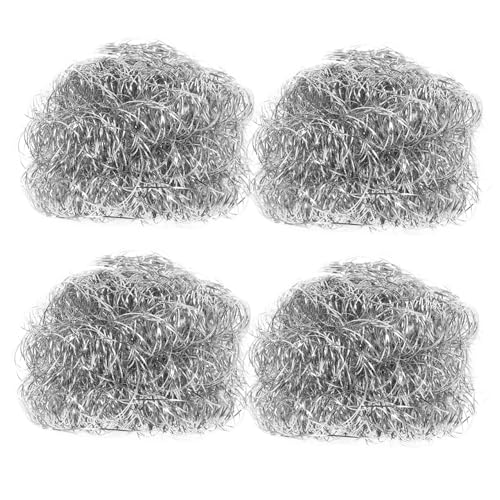MUCKLILY Kitchen Spiral Scrubbers Set Stainless Steel Ball Brush Dish Scrubber Reusable Sponge Silver Scourer