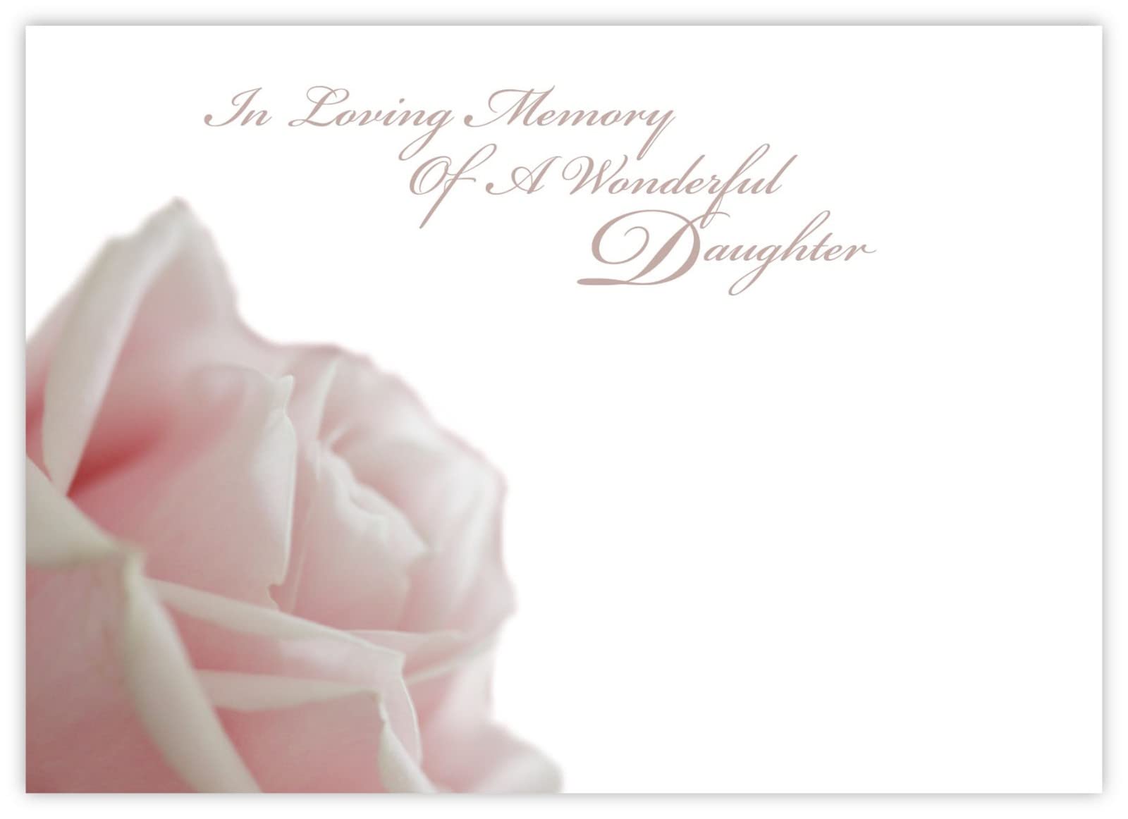 celloexpress In Loving Memory Daughter (Pink Rose) Flower Message Cards - 90mm x 125mm - Bereavement Florist Card Sympathy Condolences Notes (Pack of 12)