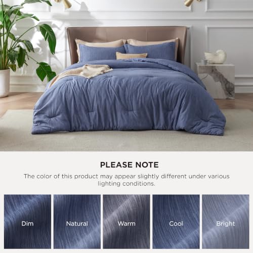 Image of Bedsure Full Comforter Set - Infinity Blue Soft Bedding for All Seasons, Cationic Dyed Bed Set, 3 Pieces, 1 Full Size Comforter (82 inchx86 inch) and 2 Pillow Shams (20 inchx26 inch+2 inch)