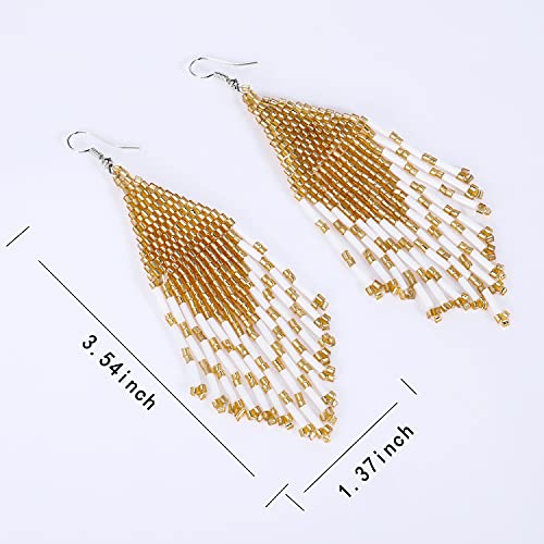 Long Beaded Tassel Earrings - Bohemia Colorful Bead Handmade Beaded Tassel Earrings，Gifts and Christmas2