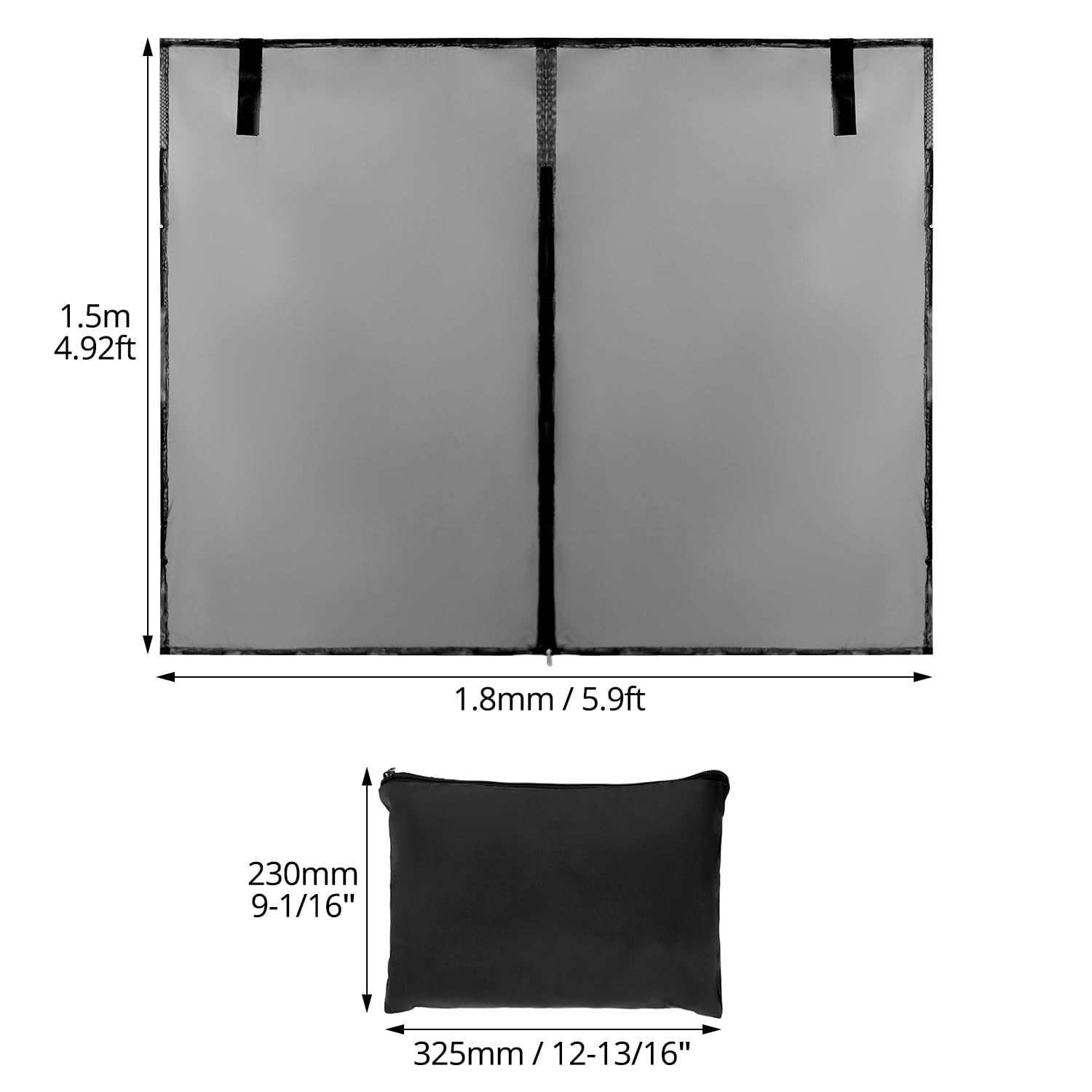 QWORK® mosquitera Furgoneta Camper, mosquitera para portón Trasero, con Doble Cremallera, 180 x 160 cm, para autocaravanas, Furgonetas y SUV Grandes